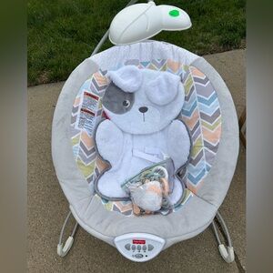 Fisher-Price Cozy Dog Baby Bouncer with Chevron Pattern
